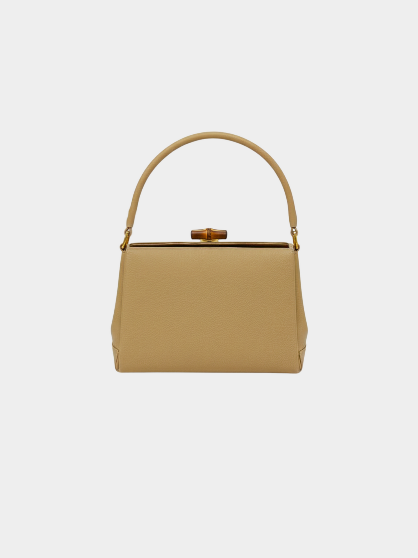Gucci 1990s Beige Bamboo Turn Lock Leather Handbag