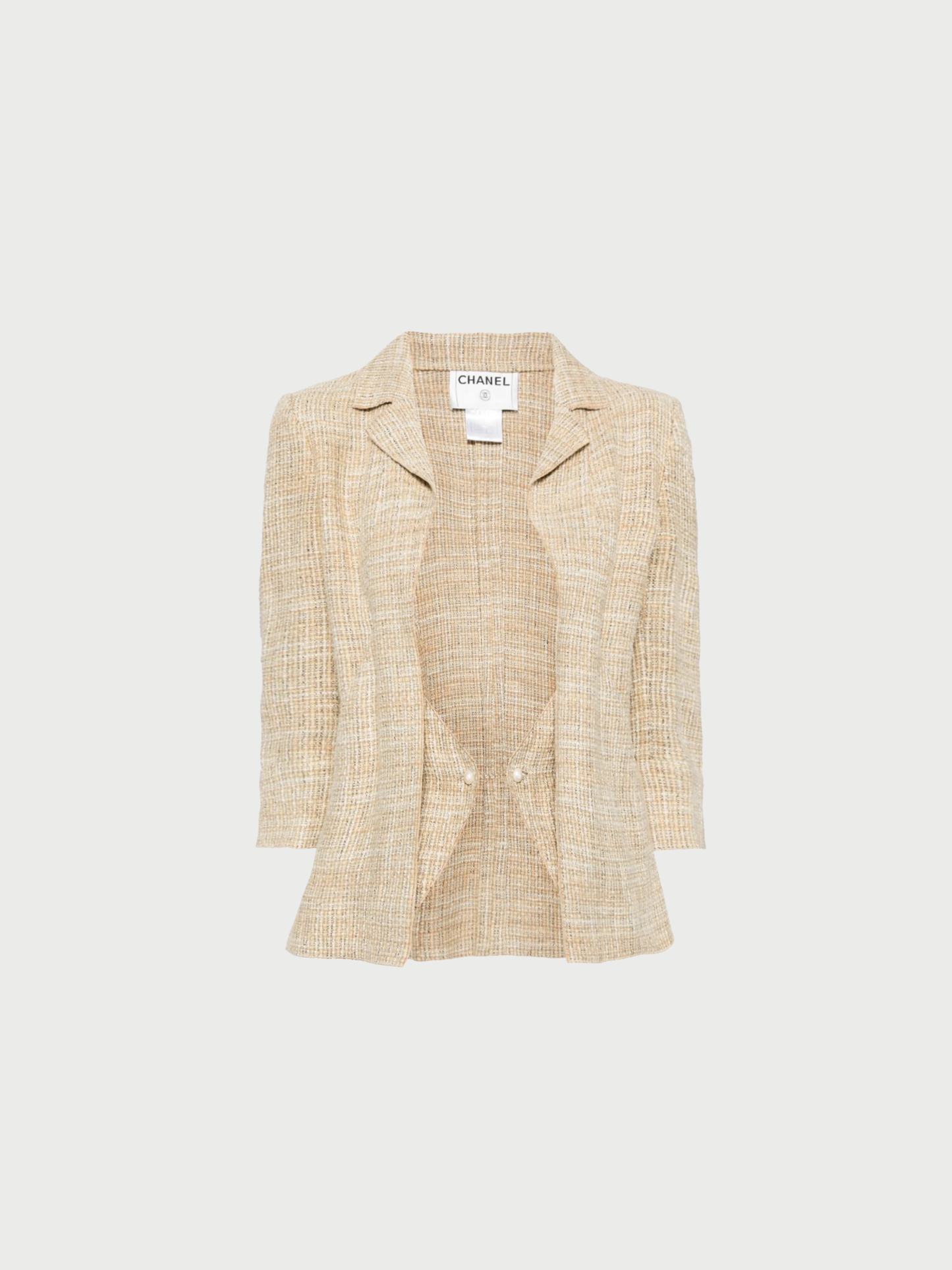 Chanel 2000s Cream Tweed COCO Pearl Jacket