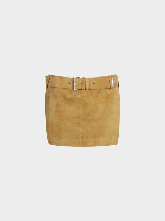 Prada 2022 Light Brown Suede Mini Skirt