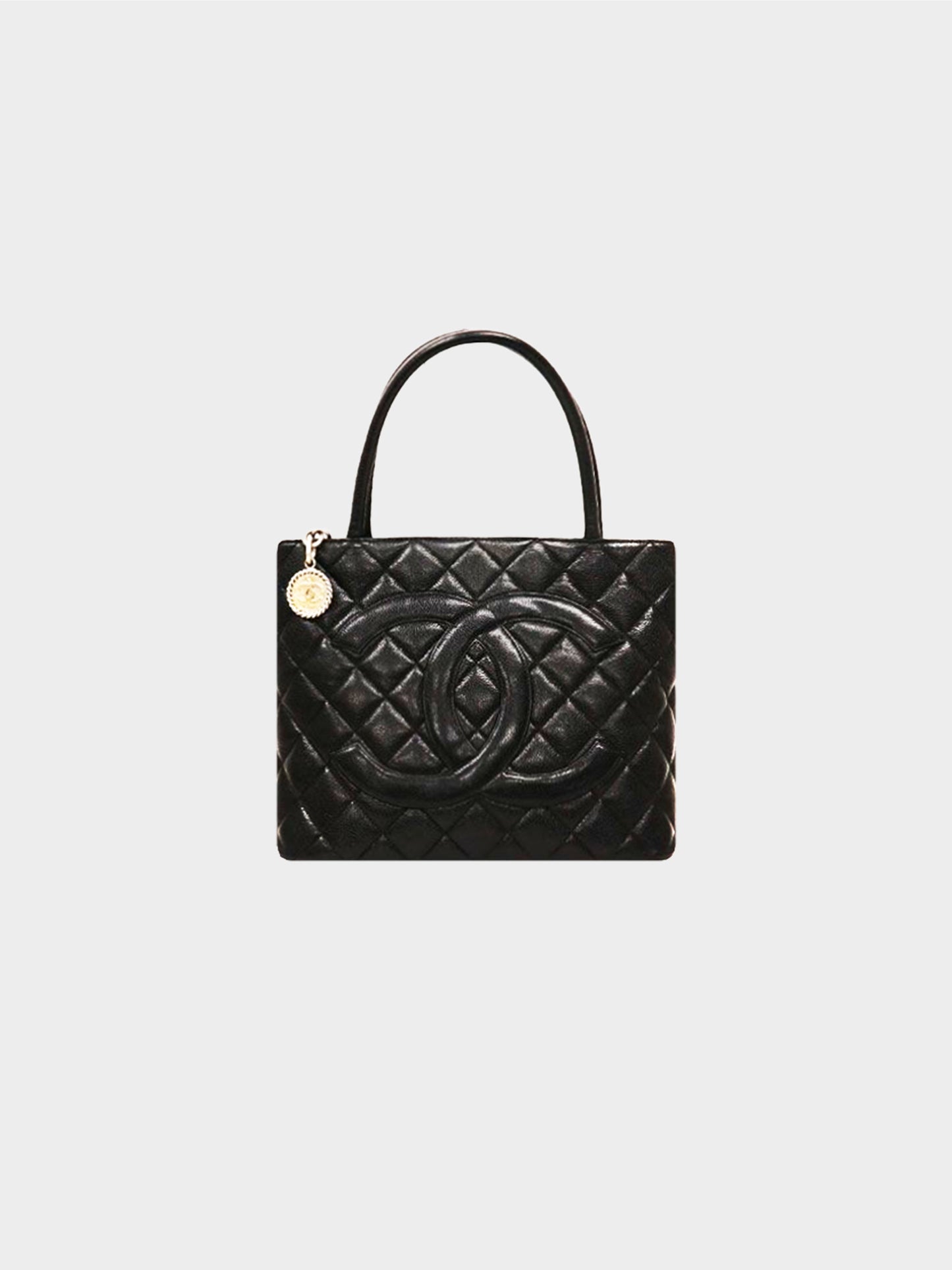 Chanel 2000 Black Caviar Skin Quilted Tote Bag