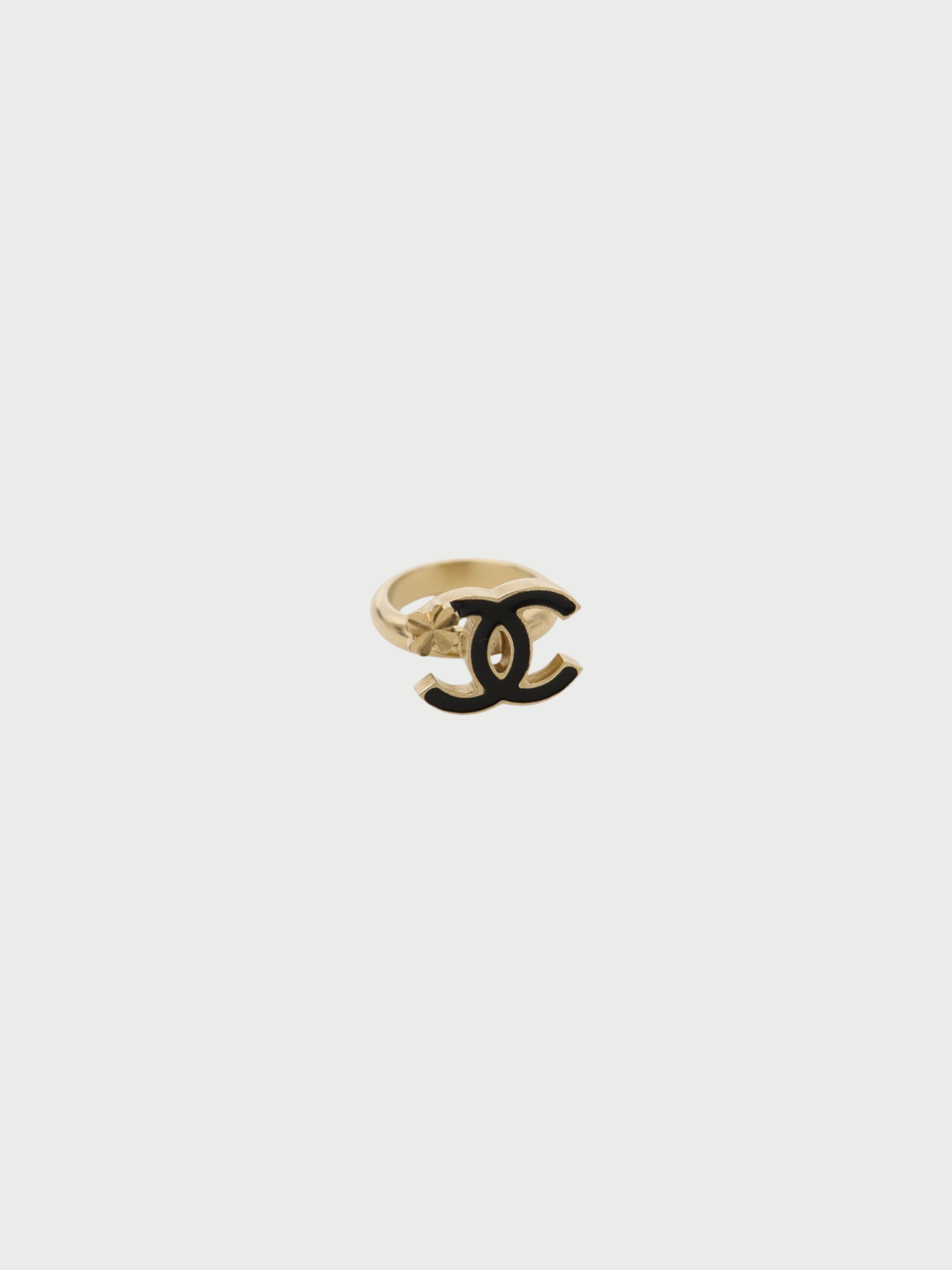 Chanel 2000s Gold Black Plated Metal COCO Ring