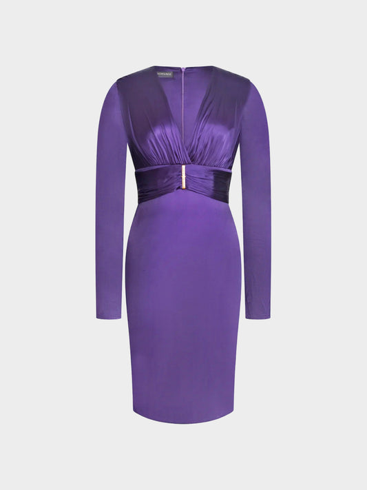 Versace FW 2013 Purple Viscose Jersey Long Sleeve Dress