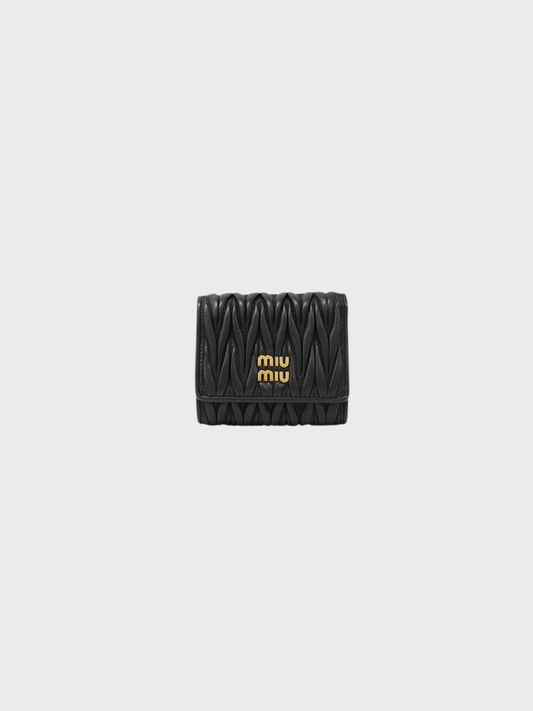 Miu Miu 2020s Black Leather Matelassé Wallet