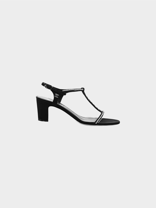 Chanel Cruise 2011 Rhinestone CC Logo T-Strap Slingback Sandals
