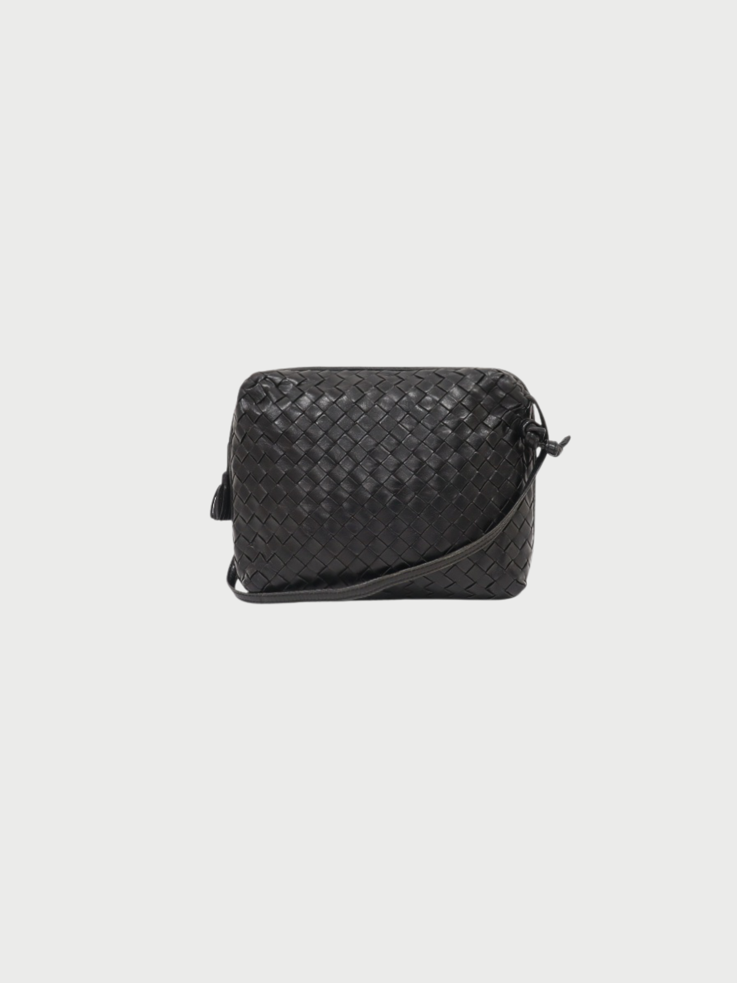 Bottega Veneta 2010s Black Intrecciato Leather Shoulder Bag