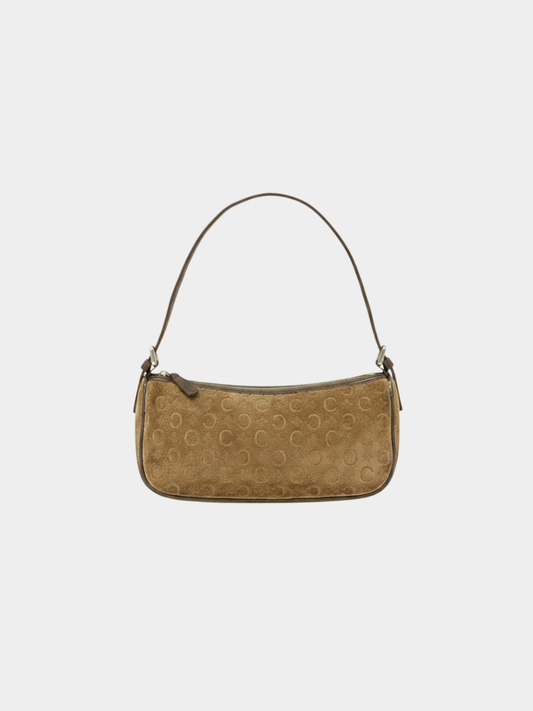 Celine 2000s Brown Suede C Macadam One-Shoulder Bag