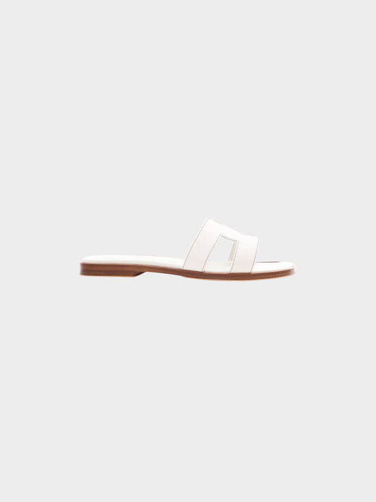 Hermes 2010s White Oran Leather Sandals
