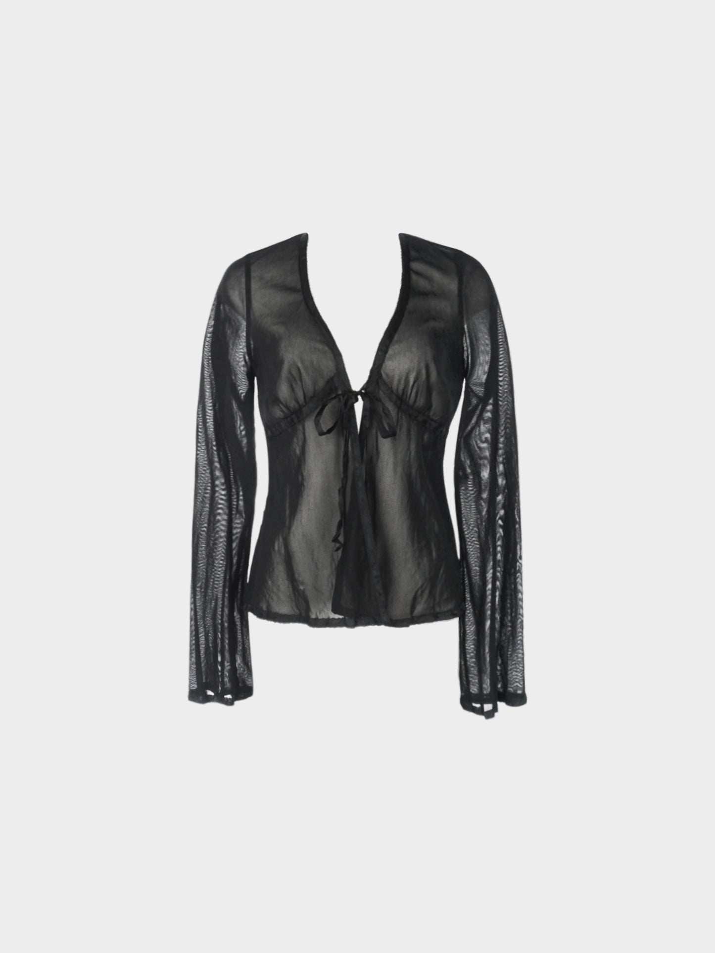 Jean Paul Gaultier 2000s Black Nylon Mesh Long Sleeve Top