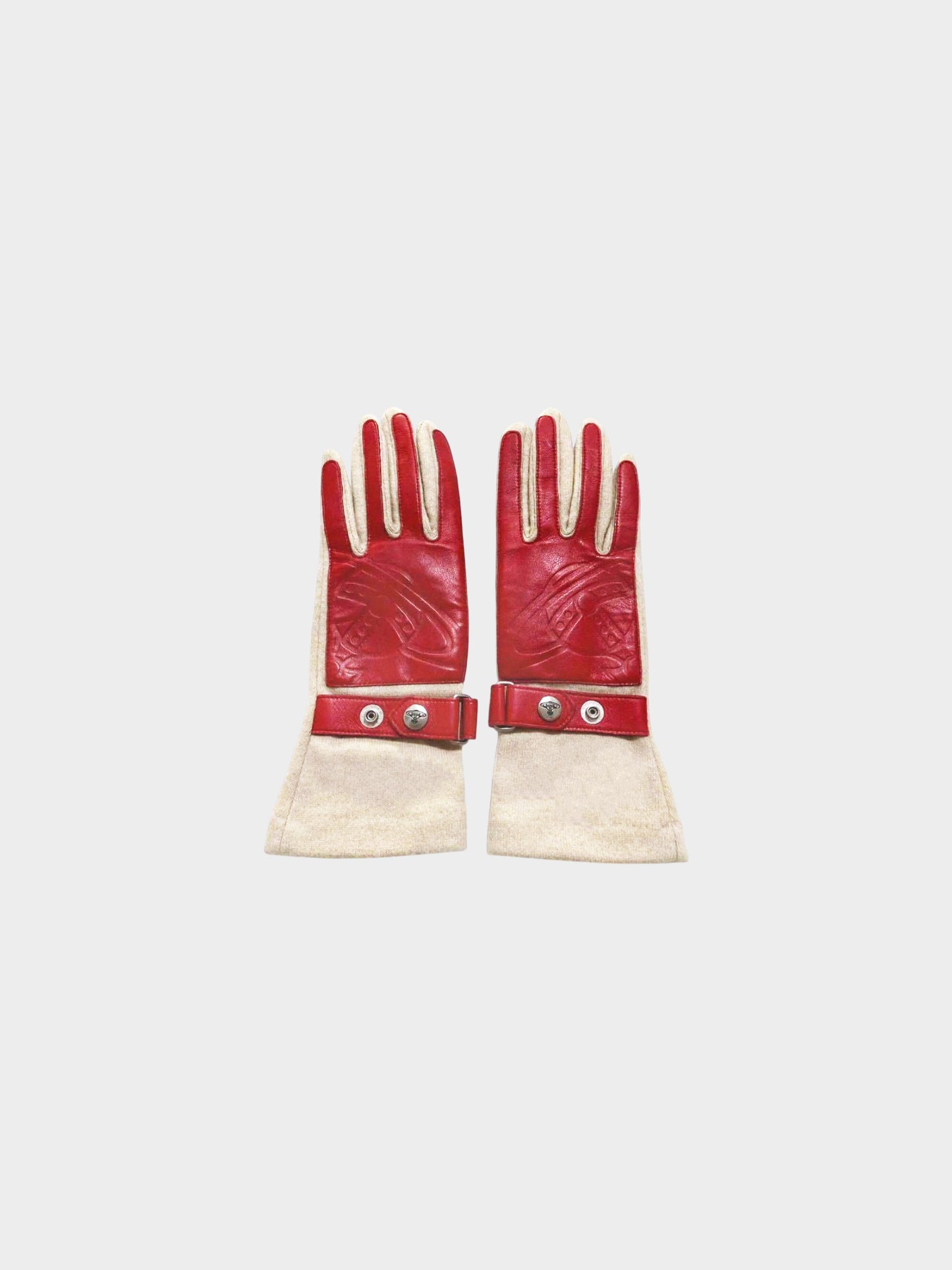 Vivienne Westwood 2000s Bi-color Orb Leather Gloves