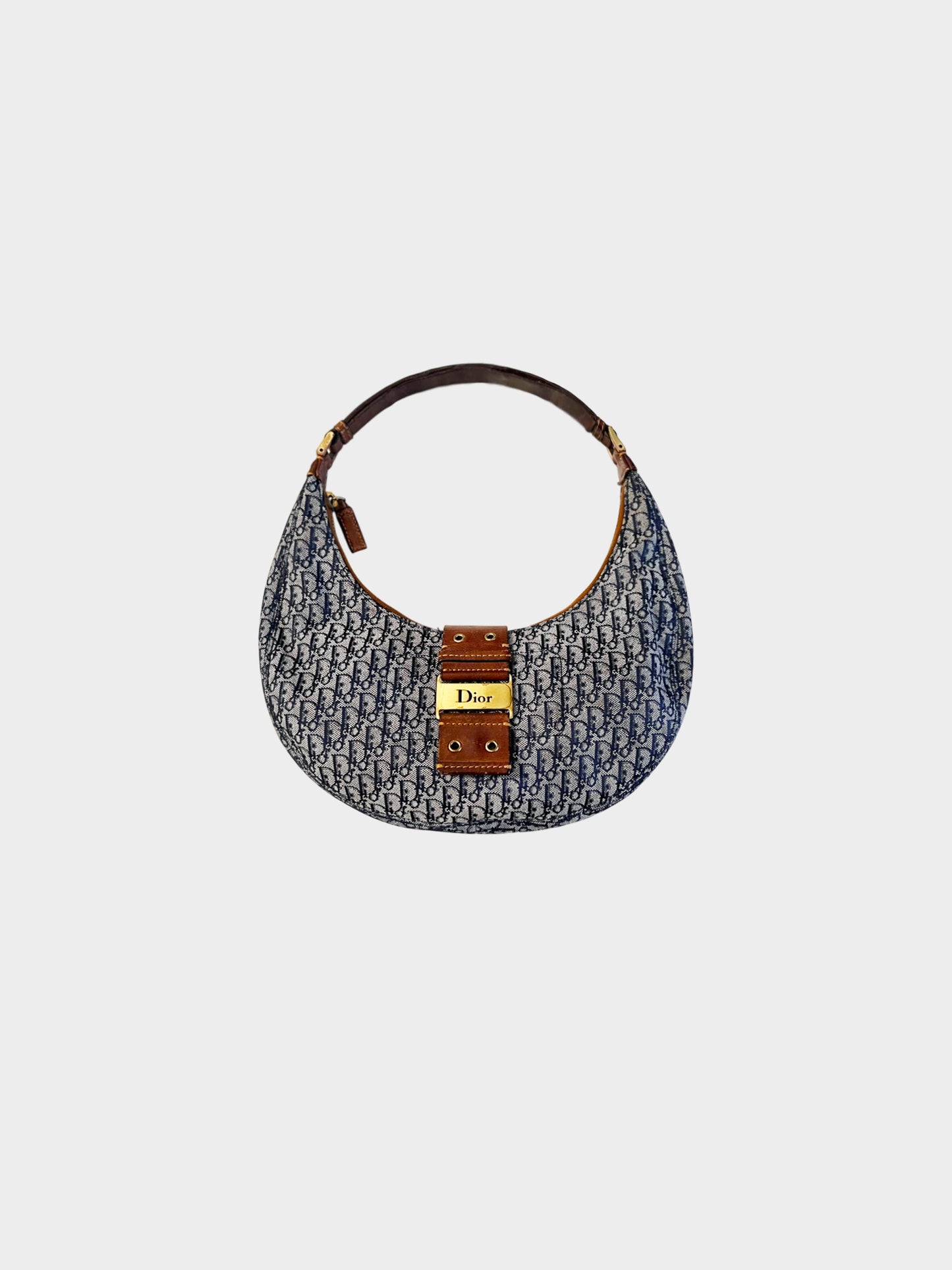 Christian Dior 2003 Navy Monogram Half Moon Baguette