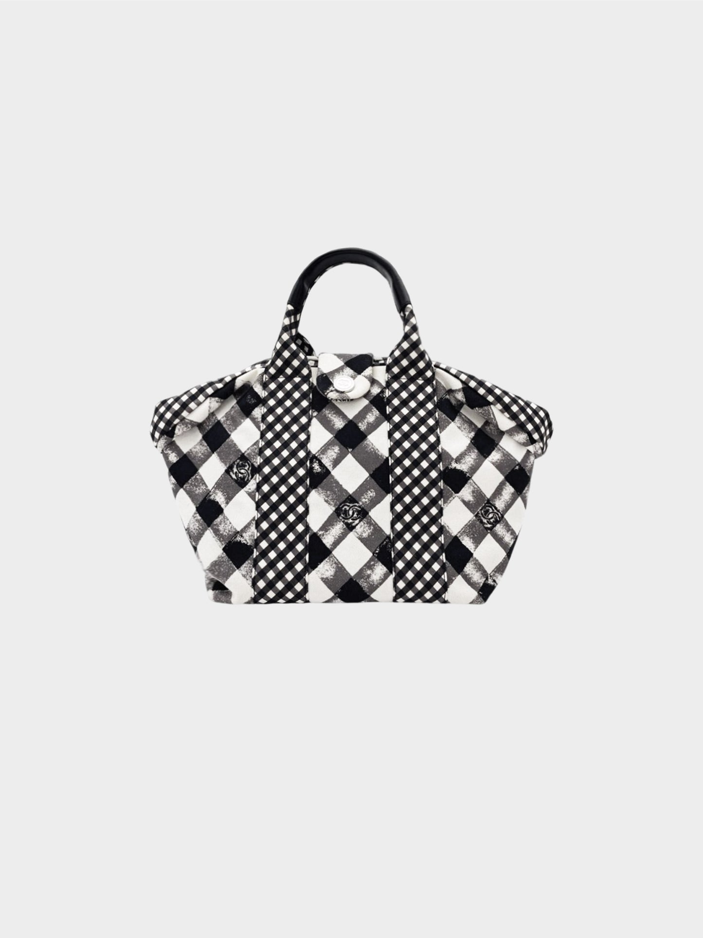 Chanel Cruise 2011 Monochrome Gingham Check Canvas Handbag