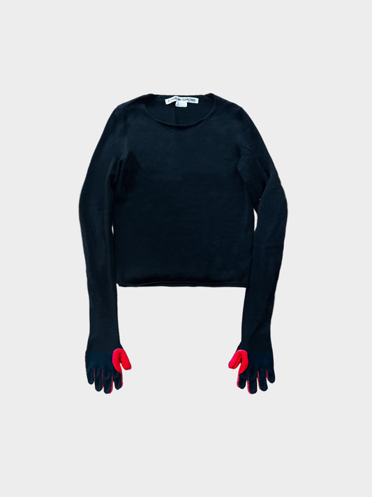 Comme des Garçons 2010s Black and Red Rubber Glove Sweater