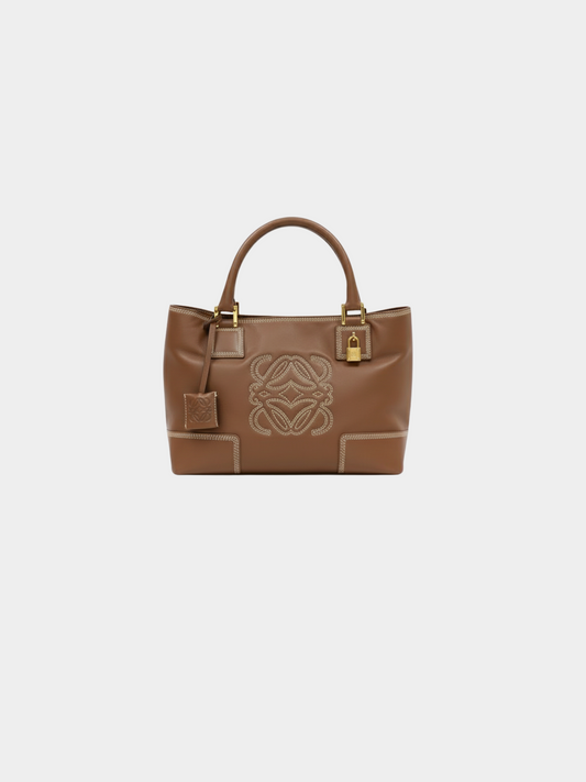 Loewe 2000s Brown Anagram Stitch Leather Handbag