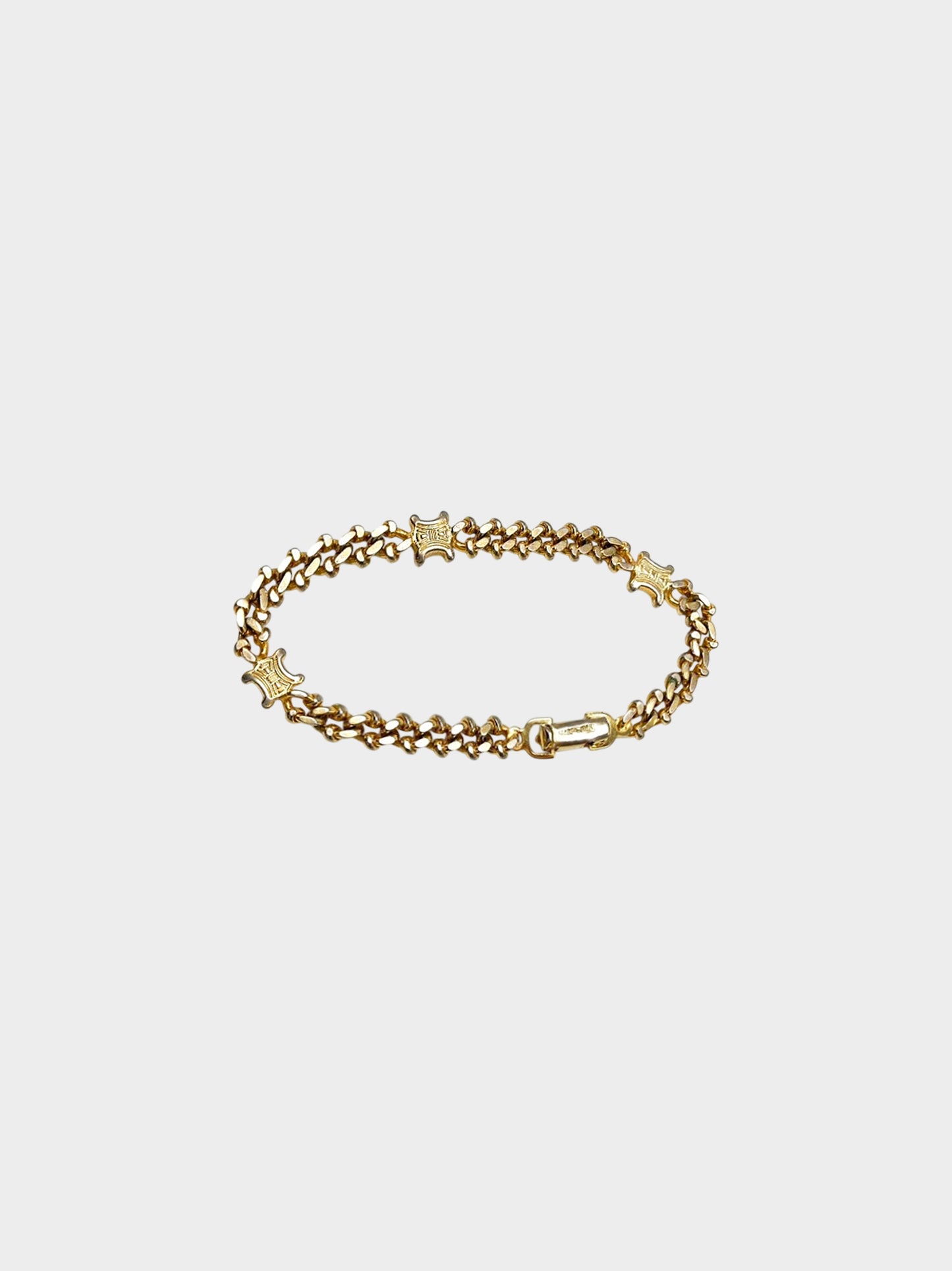 Céline 1990s Gold Triomphe Chain Link Bracelet