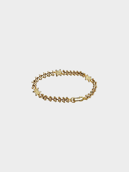 Céline 1990s Gold Triomphe Chain Link Bracelet