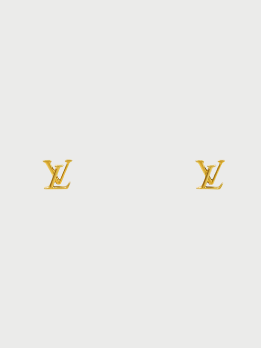 Louis Vuitton 2010s Gold Plated Metal LV Iconic Earrings