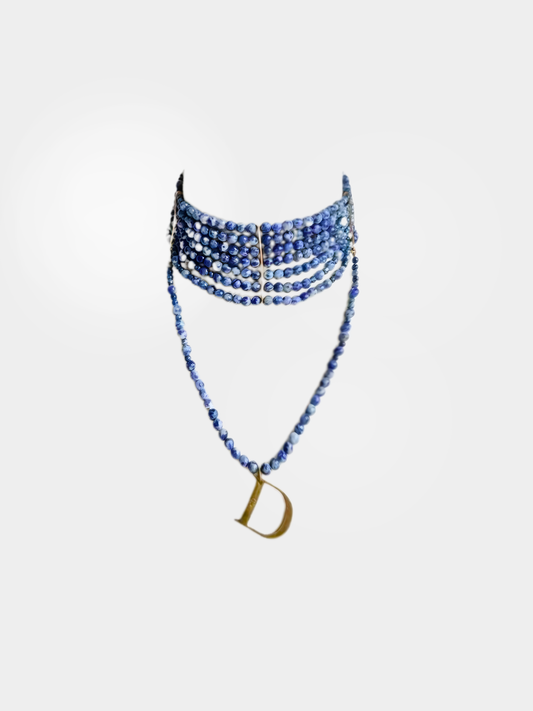 Christian Dior by John Galliano 1998 Archival Blue Glass Beads ‘Masai’ Choker Necklace