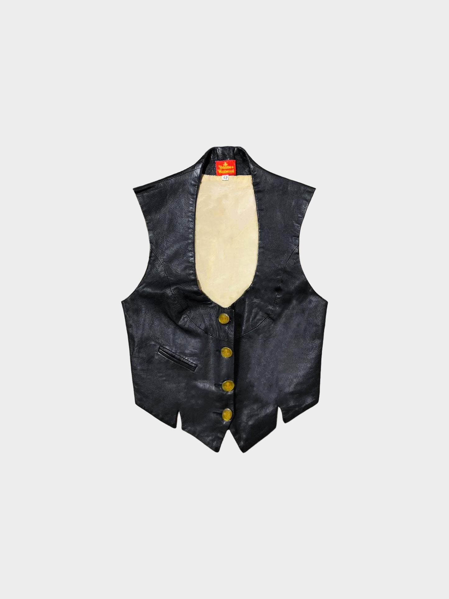 Vivienne Westwood 1990s Rare Black Button-down Leather Vest