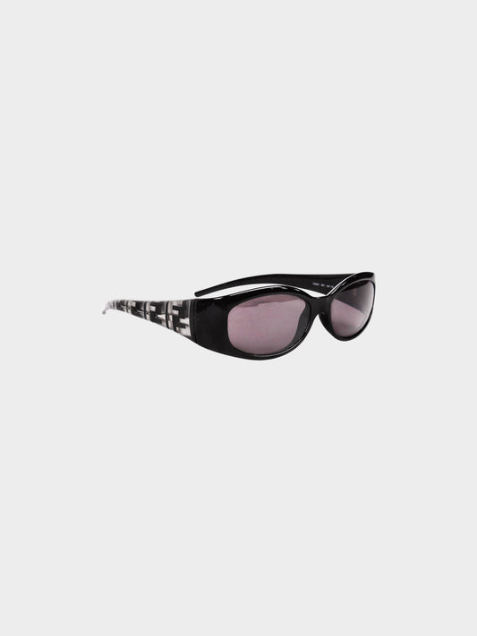 Fendi 1990s Black Acetate Monogram Sunglasses