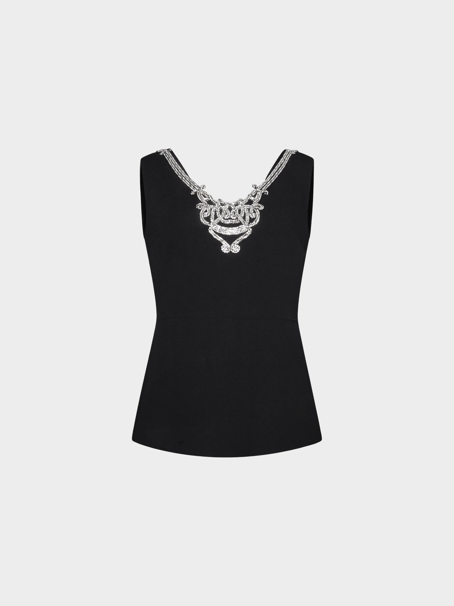 Prada SS 2017 Black Crepe Rhinestone Tank Top