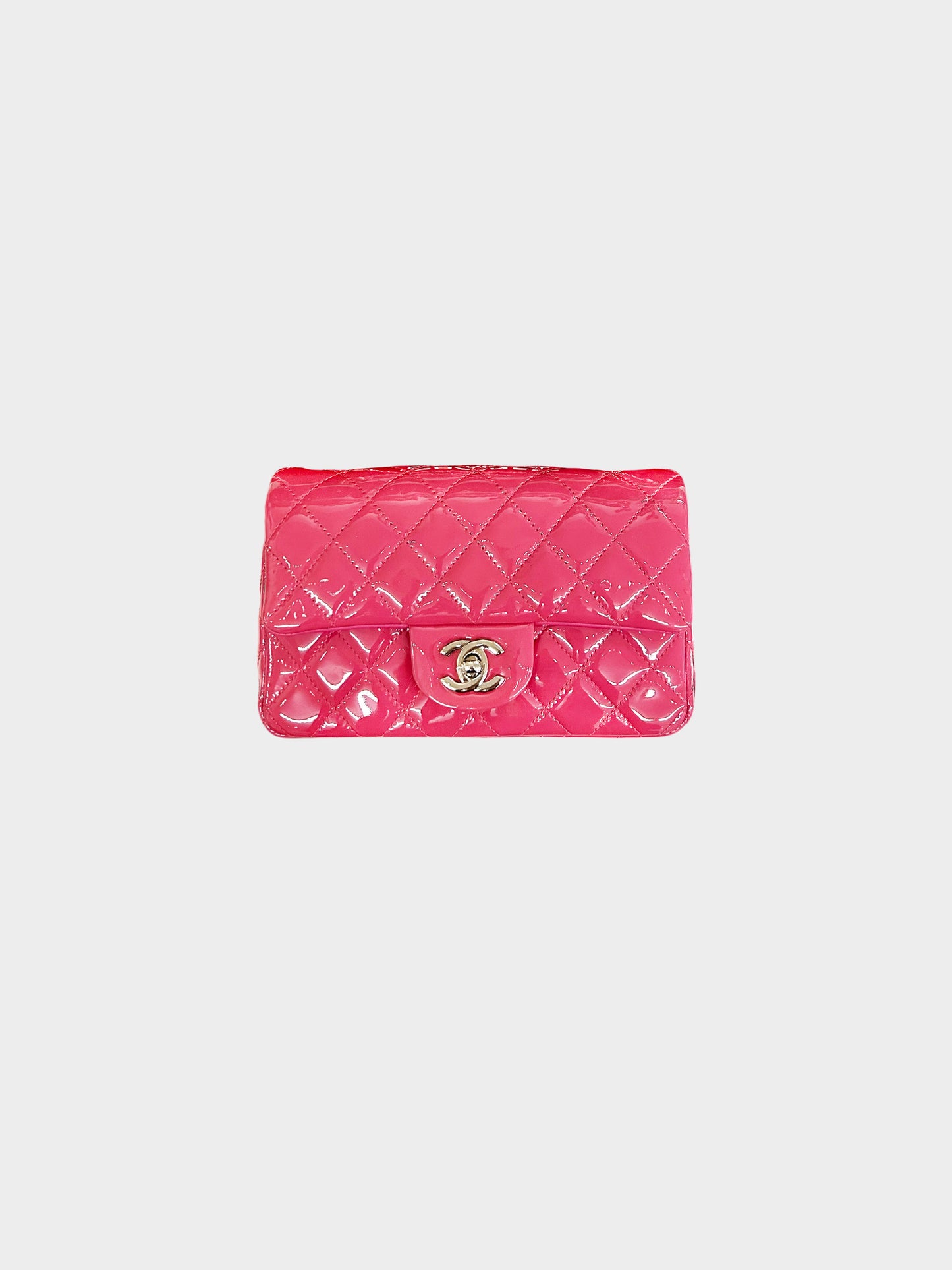 Chanel 2014 Lipstick Pink Patent Leather Mini Rectangular Flap Bag