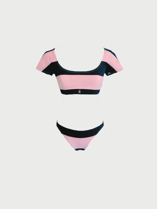Chanel 2024 Black Pink Coco Beach Bikini Set