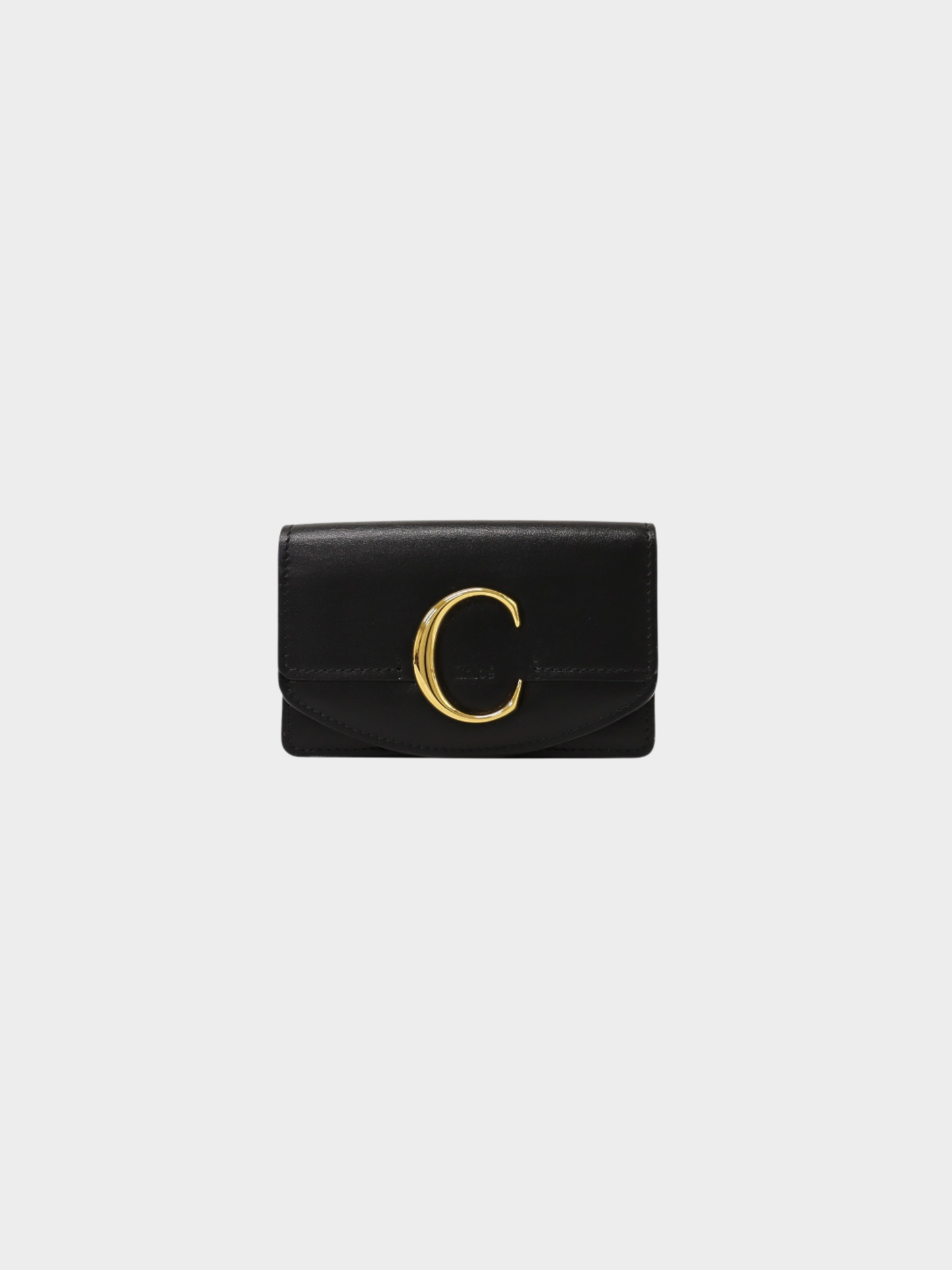 Chloé 2020s Black Leather Logo Hardware Card Case