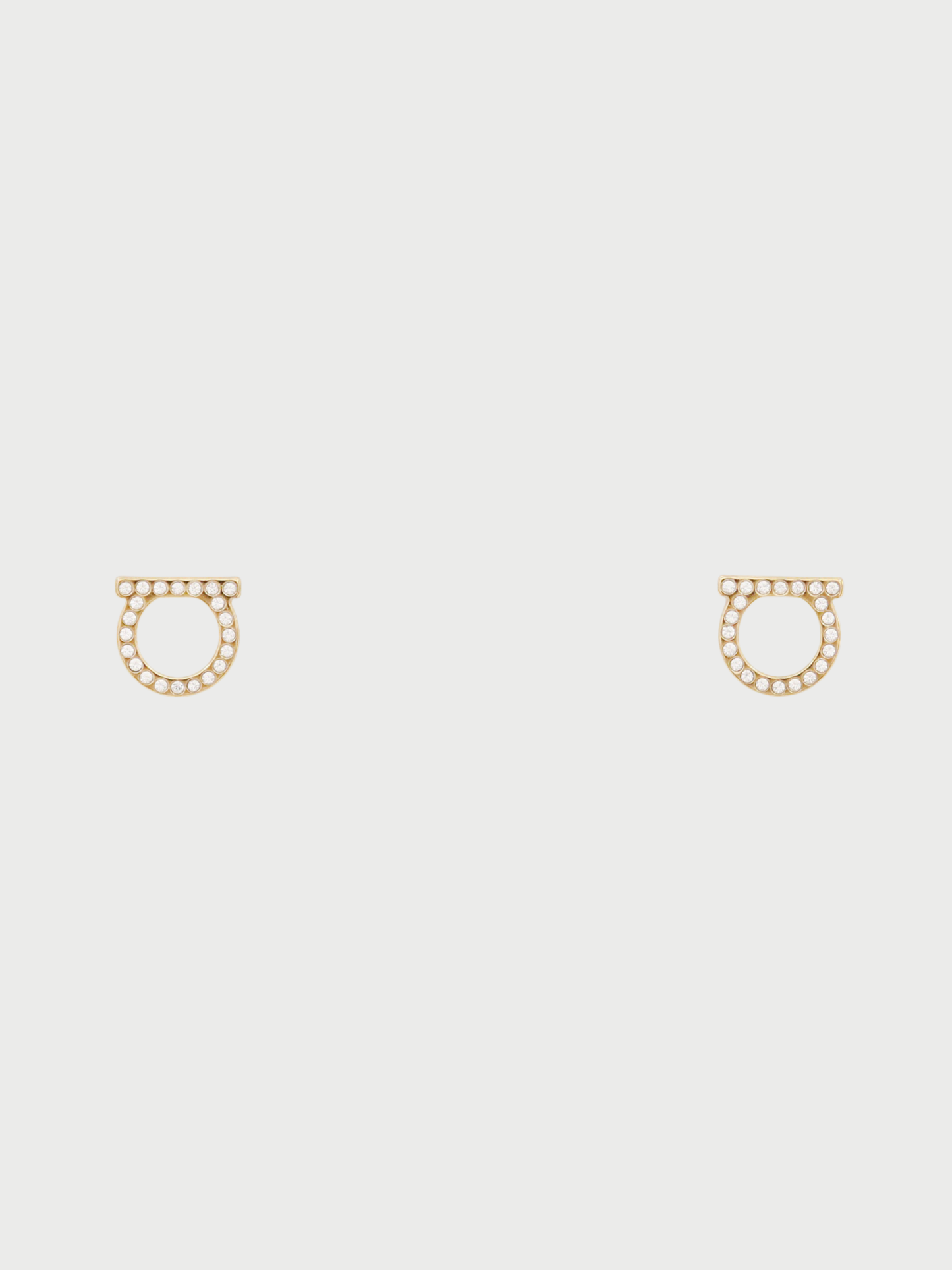 Salvatore Ferragamo 2000s Gold Plated Metal Rhinestone Gancini Earrings