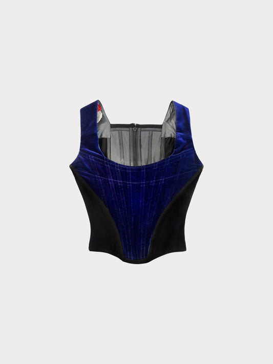 Vivienne Westwood Early 1990s Navy and Black Velvet Corset