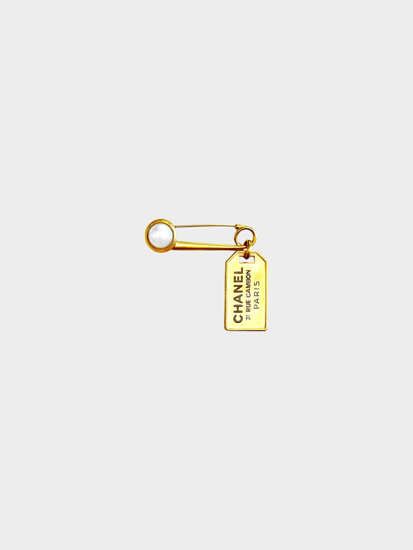Chanel 2020 Rue Cambon Tag and Pearl Brooch