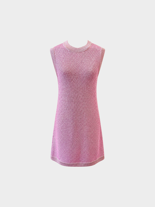 Gucci 2010s Pink Crystal Knit Shift Dress