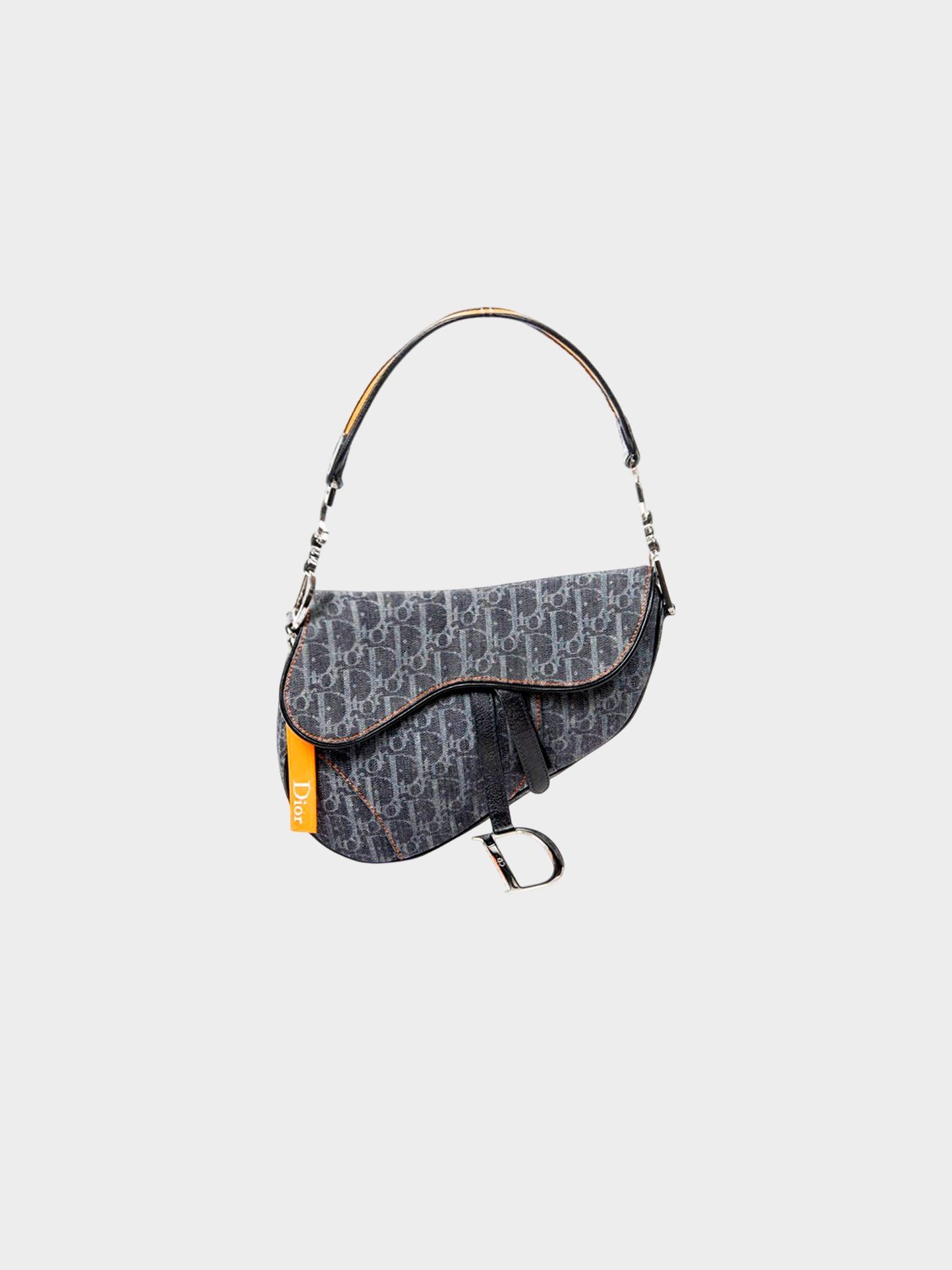 Christian Dior 2005 Denim Monogram Flight Line Saddle Bag