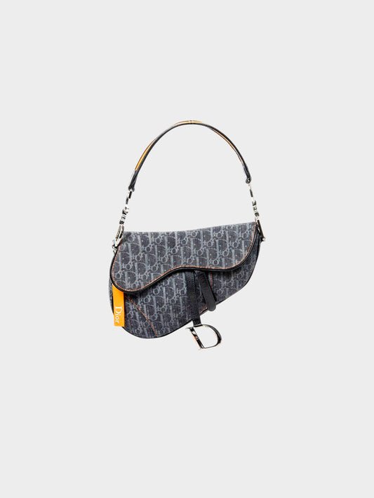 Christian Dior 2005 Denim Monogram Flight Line Saddle Bag