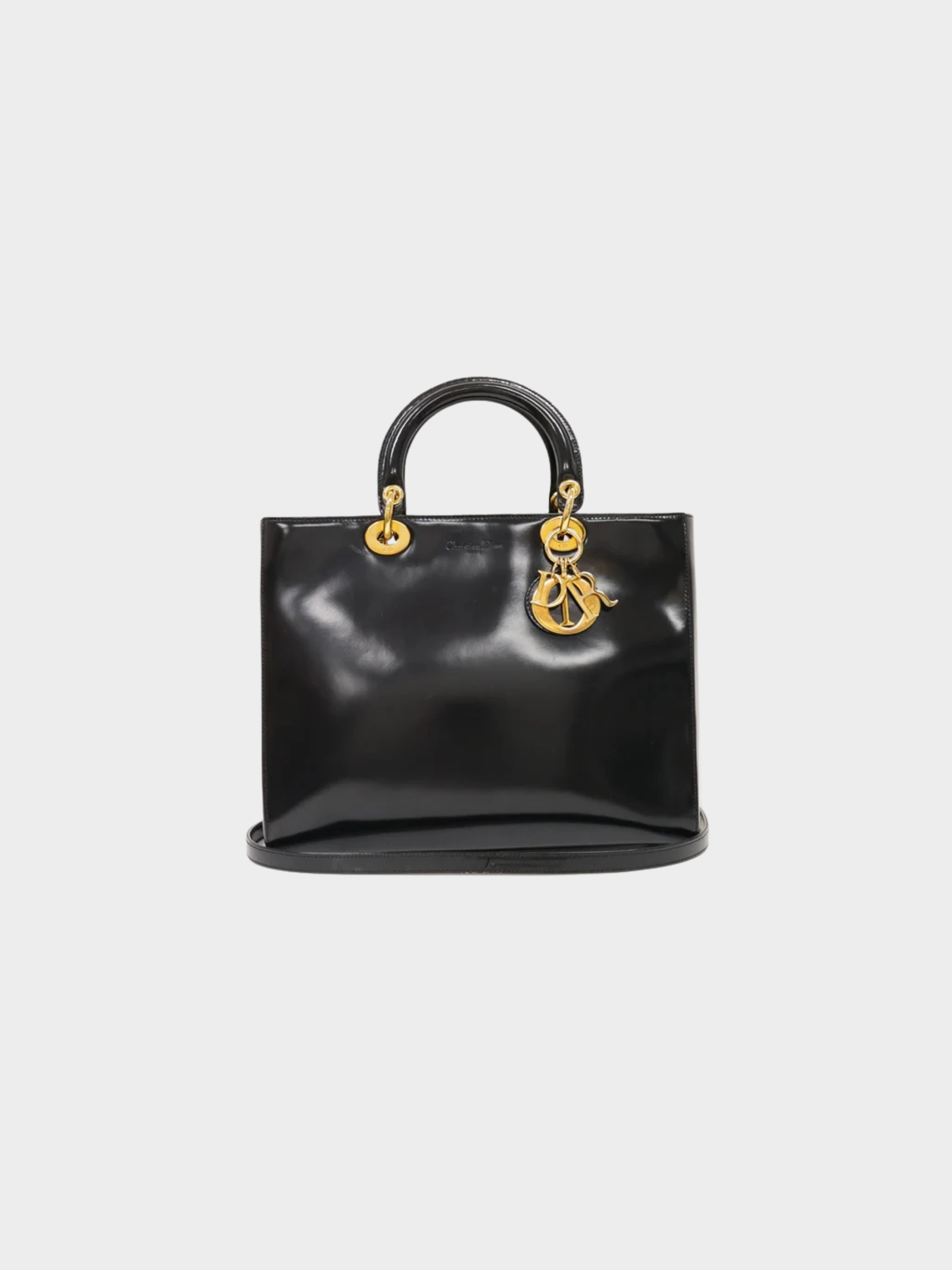 Christian Dior 2000s Black Leather Lady Dior 2-Way Bag