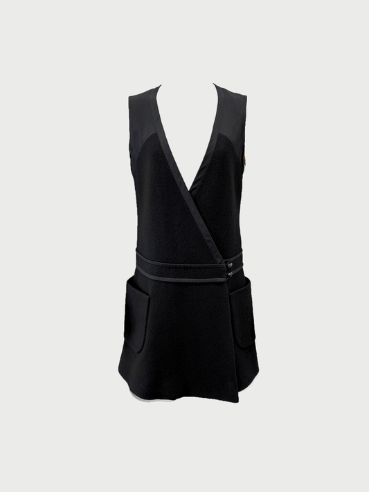 Louis Vuitton 2010s Black Wool Silk Drop Waist Dress