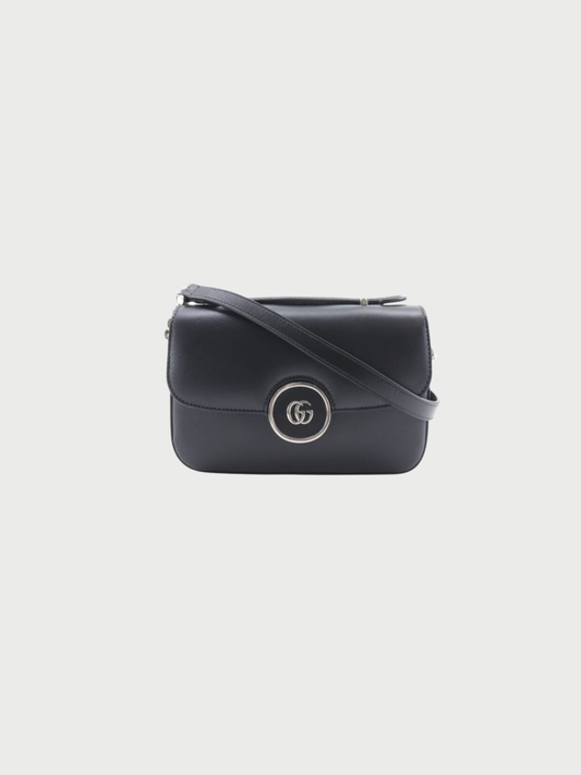 Gucci 2020s Black Leather Petite GG 2Way Shoulder Bag