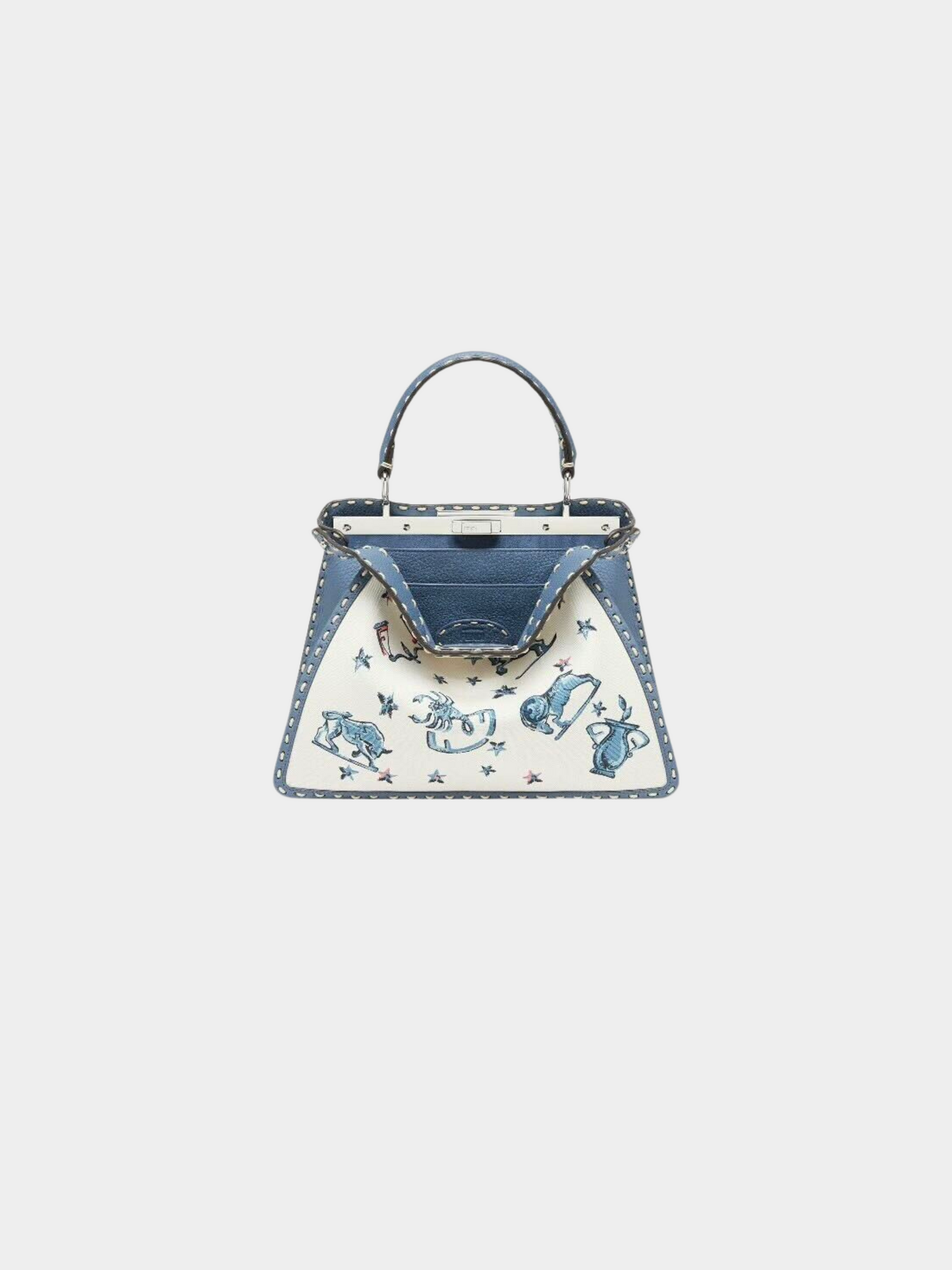 Fendi 2020s Blue and White Peekaboo ISeeU Limited Edition Aries Zodiac Bag