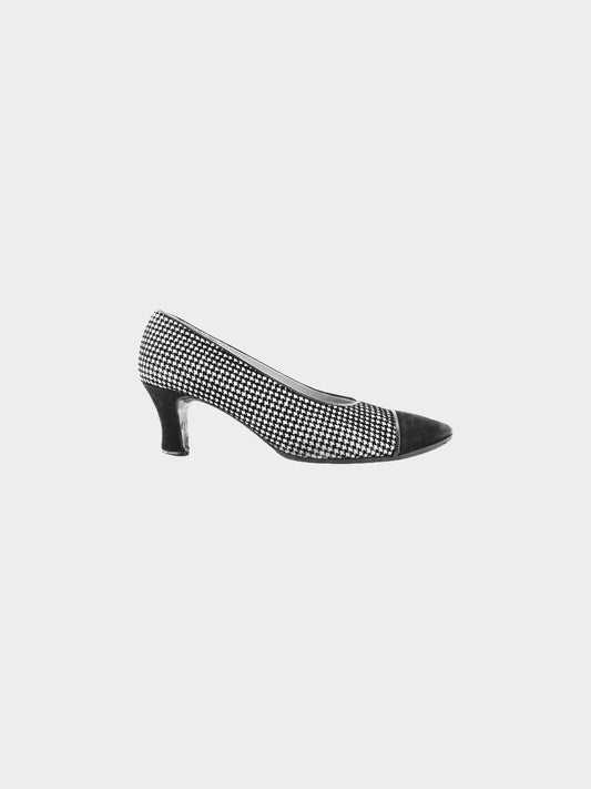 Christian Dior 2000s Black and White Houndstooth Kitten Heeled Pumps