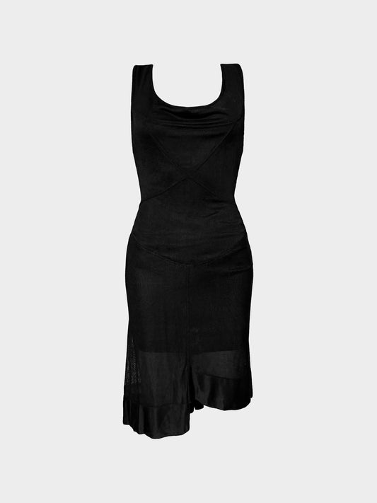 Azzedine Alaïa 1990s Black Cross Back Asymmetrical Dress