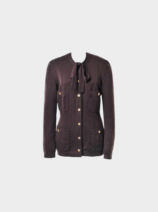 Chanel 1990s Brown Wool-knit Cardigan