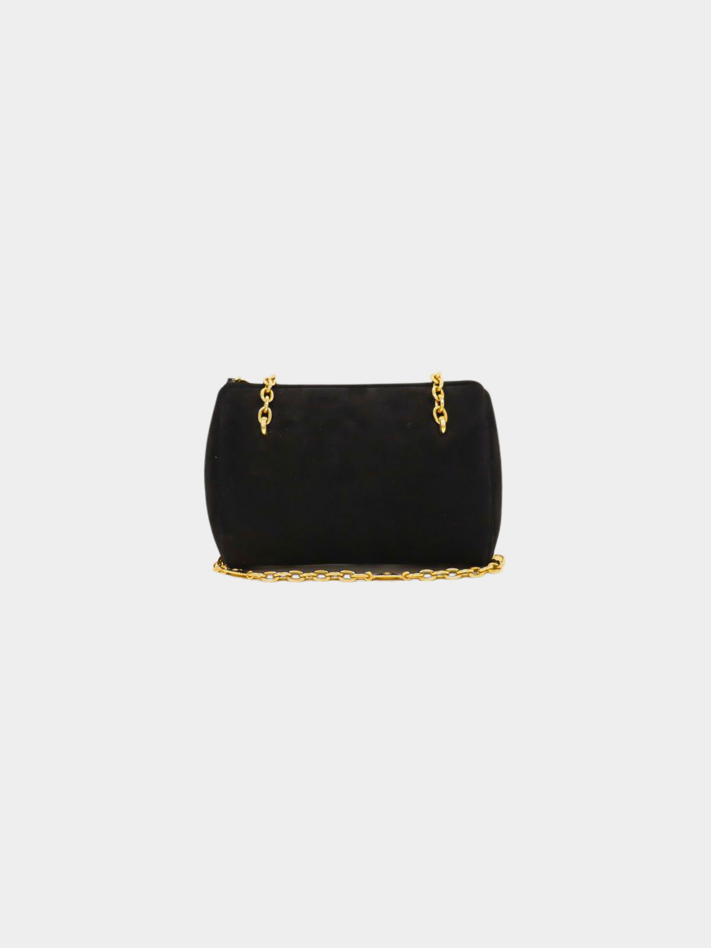 Christian Dior 2000s Black CD Oval Chain Suede Shoulder Bag