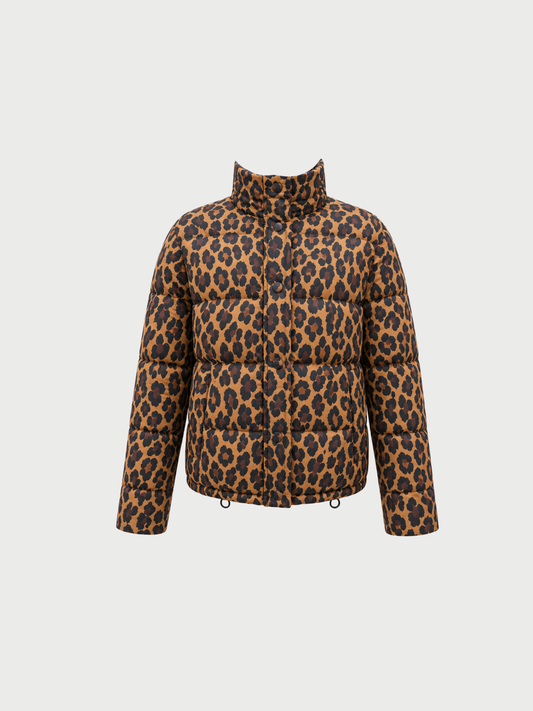 Miu Miu 2000s Leopard Print Polyester Puffer Jacket