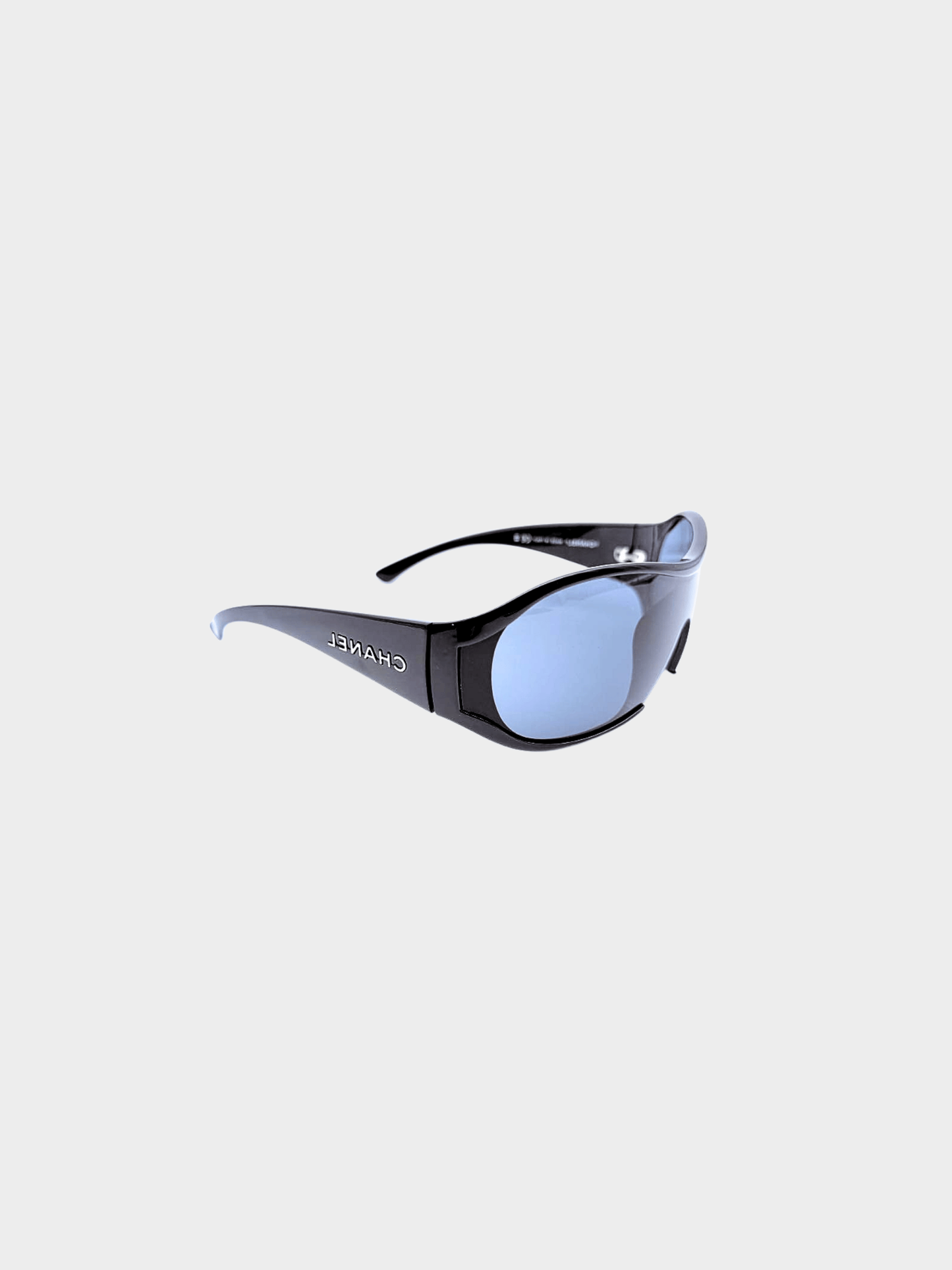 Chanel 2000s Black Shield Sunglasses