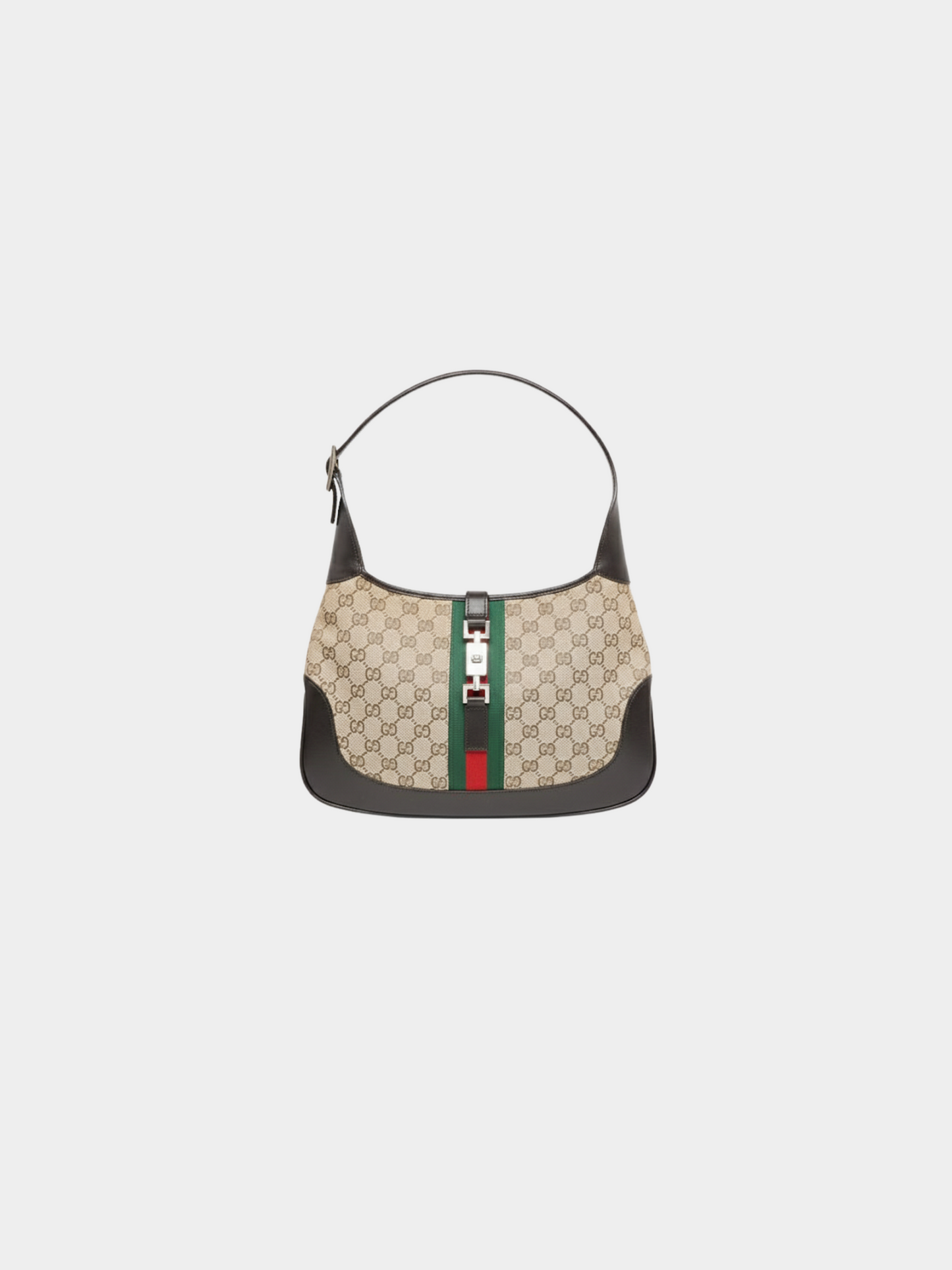 Gucci 2000s Beige Brown Sherry Line GG Jackie Shoulder Bag