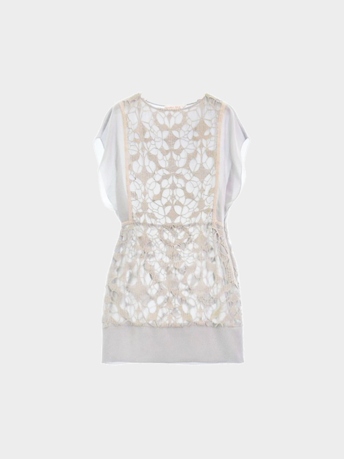 Chloé 2000s Grey and Beige Embroidered Dress