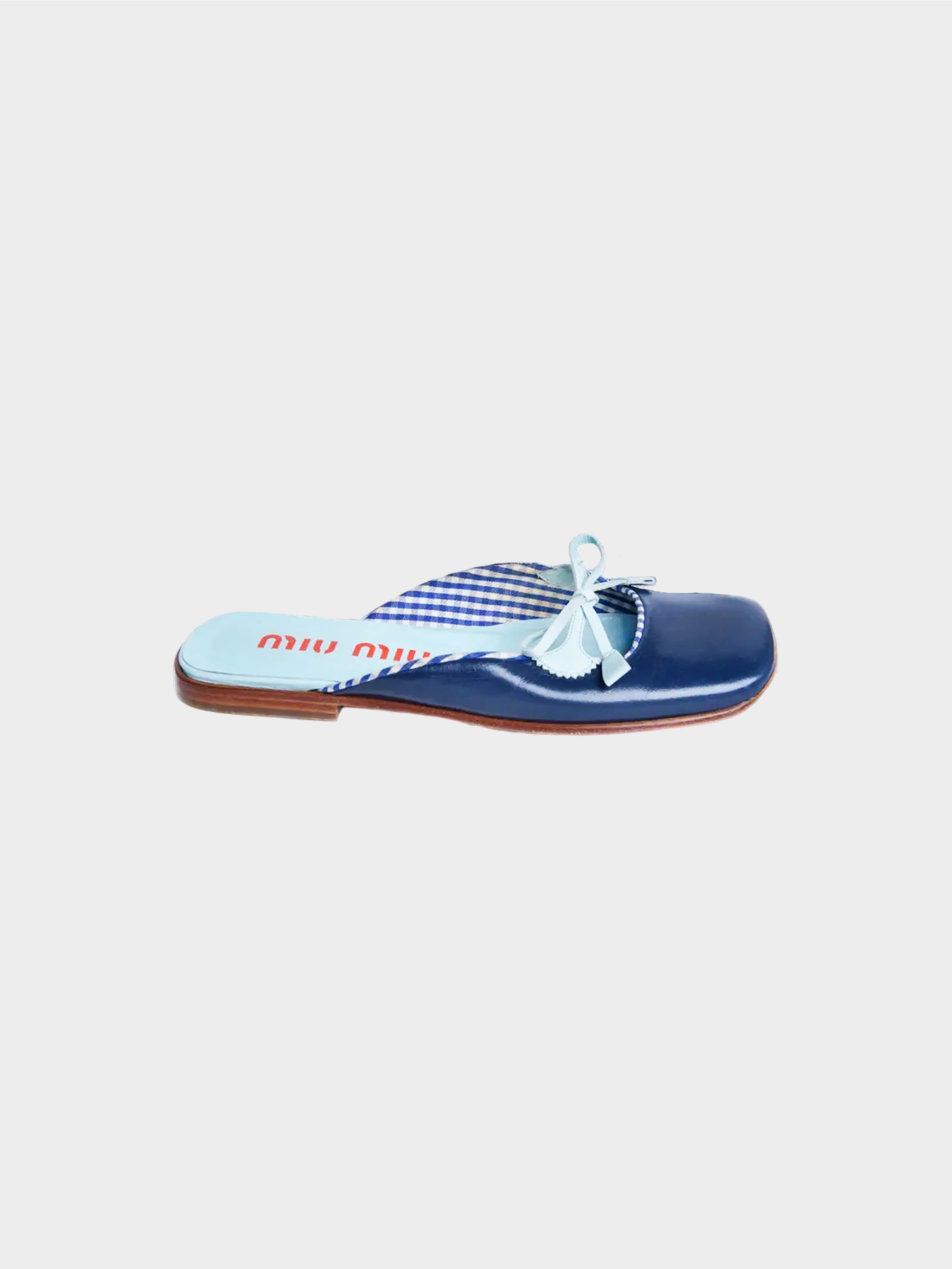 Miu Miu SS 2000 Blue Plaid Leather Flats