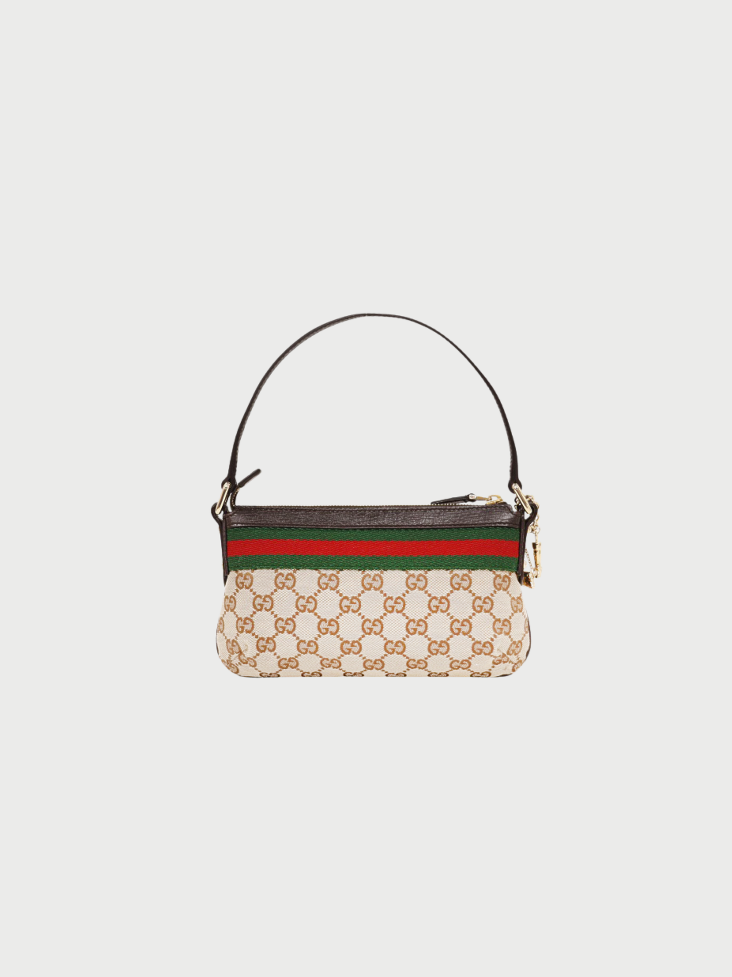 Gucci 2000s Beige Brown GG Canvas Sherry Line One Shoulder Bag