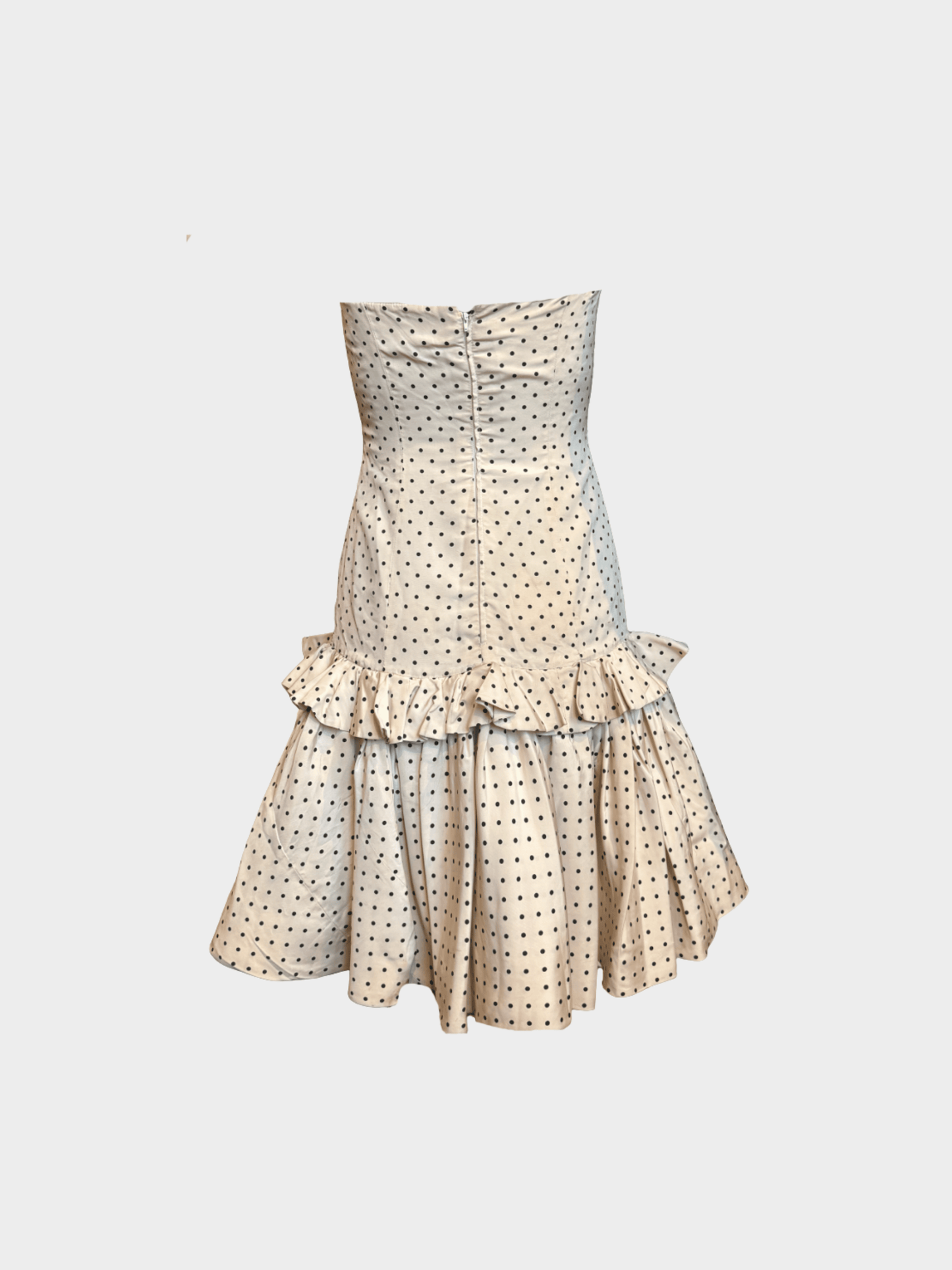 Emanuel Ungaro 2000s Cream Polka Dot Strapless Tube Dress