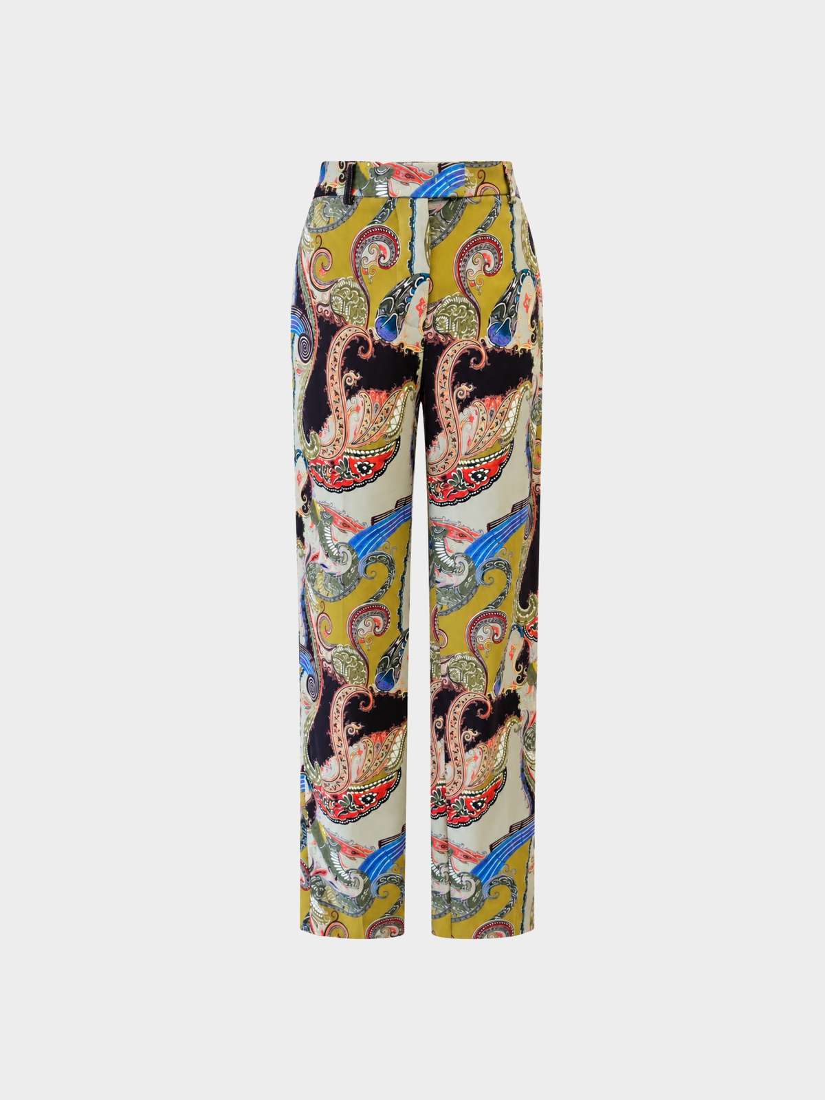 Etro 2000s Green Brown Red Blue Paisley Print Pants