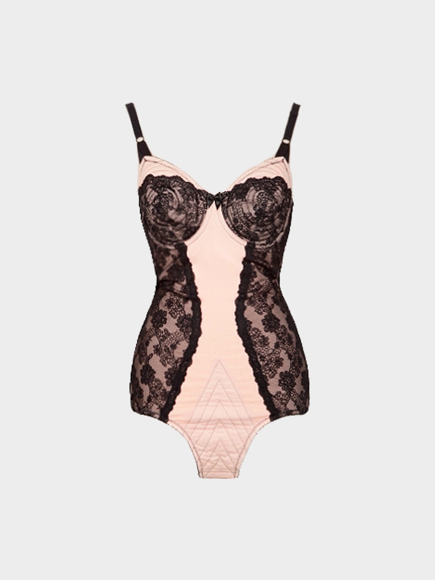 Jean Paul Gaultier 2000s Pink and Black Floral Lace Bodysuit
